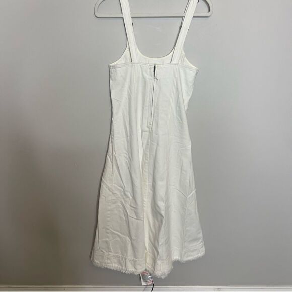 Madewell Denim Scoopneck Midi Dress in Pure White Wash NWT XS - Picture 9 of 11